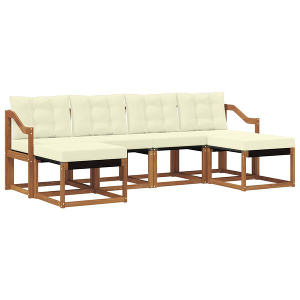 vidaXL Conjunto de Sof&aacute;s para Exterior 6 pcs Natural e Creme