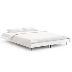 vidaXL Estrutura cama 140x190 cm derivados de madeira branco brilhante
