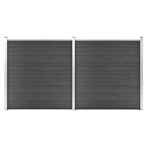 vidaXL Conjunto de painel de veda&ccedil;&atilde;o WPC 353x186 cm preto