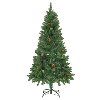 vidaXL Árvore de Natal artificial com pinhas 150 cm verde
