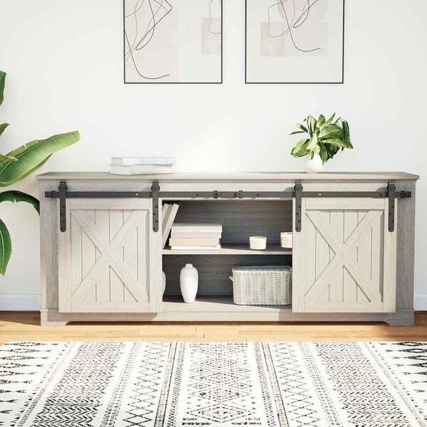 vidaXL Kit p/ porta de arm&aacute;rio deslizante 152 cm a&ccedil;o carbono