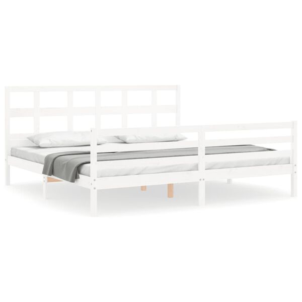 vidaXL Estrutura cama Super King Size c/ cabeceira madeira branco