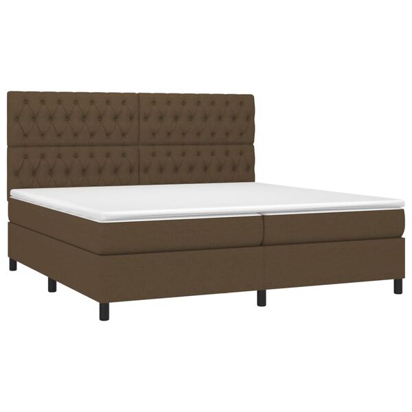 vidaXL Cama com molas/colch&atilde;o 200x200 cm tecido castanho-escuro