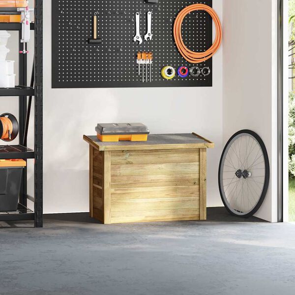 vidaXL Caixa de Armazenamento Natural 80 x 44,5 x 57,5 cm