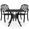 vidaXL 3 pcs conjunto de bistr&ocirc; alum&iacute;nio fundido preto