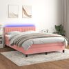 vidaXL Cama box spring c/ colch&atilde;o/LED 140x200 cm veludo rosa