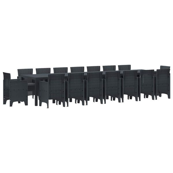 vidaXL Conjunto de Jantar para Jardim com Almofadas 17 pcs Antracite