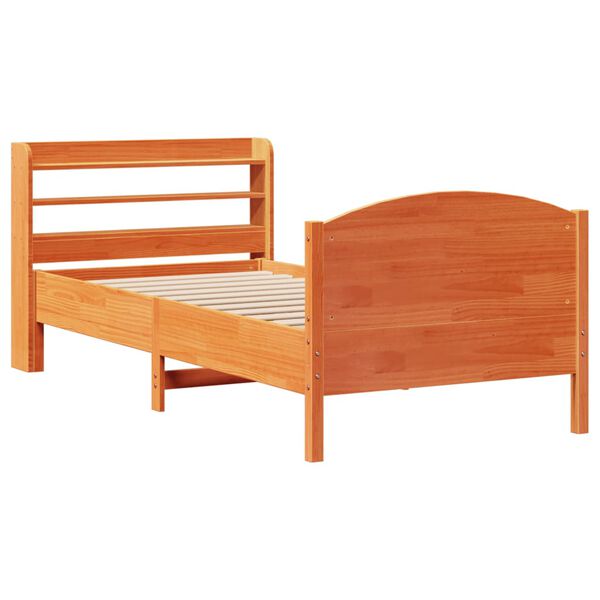 vidaXL Cama sem colch&atilde;o 75x190 cm madeira de pinho maci&ccedil;a castanho-mel