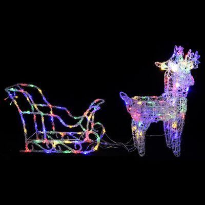 vidaXL Decoração de Natal renas/trenó 240 luzes LED acrílico