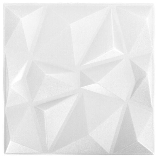 vidaXL Pain&eacute;is de parede 48 pcs Branco Diamante 50 x 50 cm Espuma XPS