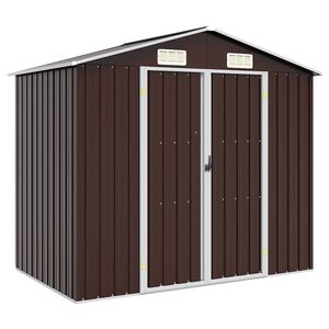 vidaXL Abrigo de jardim 205x129x183 cm a&ccedil;o galvanizado castanho