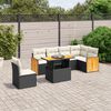 vidaXL 7 pcs conjunto de sof&aacute;s p/ jardim c/ almofad&otilde;es vime PE preto