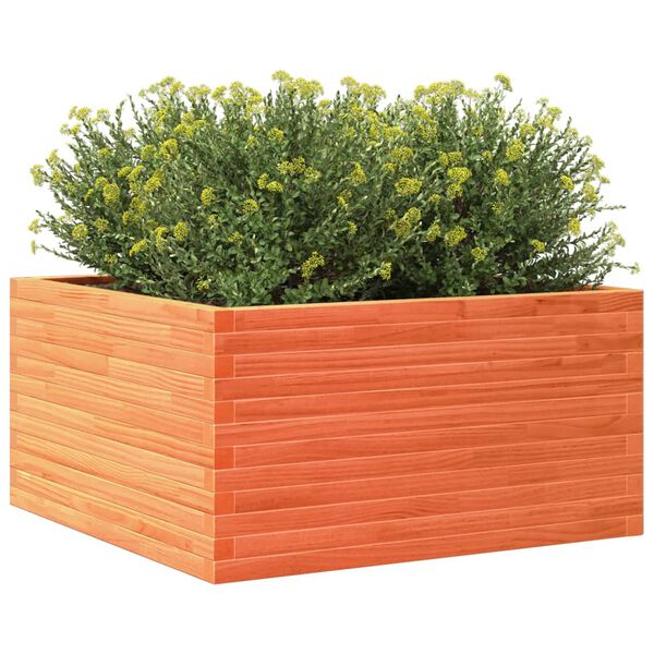 vidaXL Vaso/floreira de jardim 90x90x46 cm pinho maci&ccedil;o castanho-mel