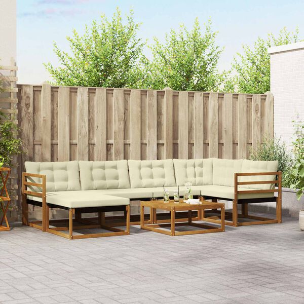 vidaXL Conjunto de Sof&aacute;s para Exterior 19 pcs Natural e Creme