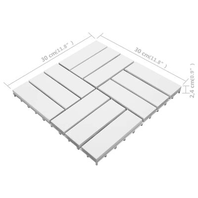 vidaXL Ladrilhos de terraço 10 pcs 30x30 cm acácia maciça branco