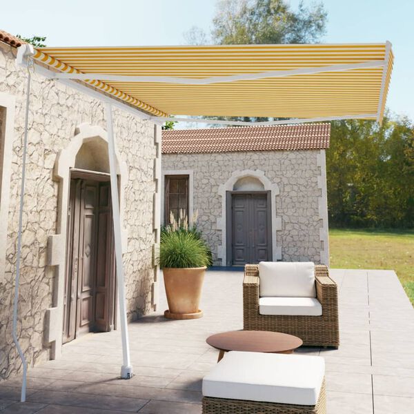 vidaXL Toldo retrátil manual independente 300x250 cm amarelo e branco