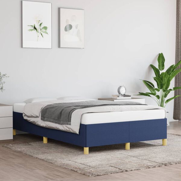 vidaXL Estrutura de cama sem colch&atilde;o 120x200 cm tecido azul