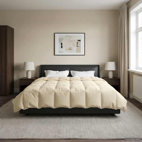 vidaXL Edredom de Inverno Colchonete Creme 220 x 240 cm Microfibra