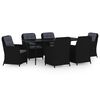 vidaXL 7 pcs conjunto de jantar para jardim preto