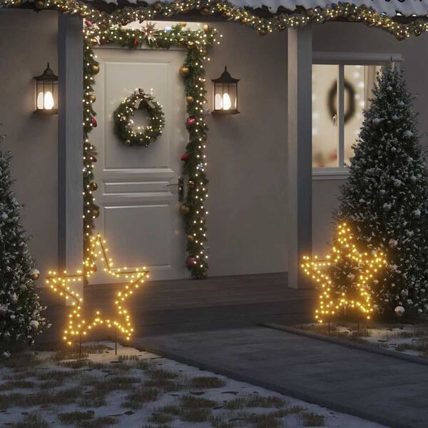 vidaXL Decora&ccedil;&atilde;o estrela de Natal c/ luz e estacas 115 luzes LED 85 cm