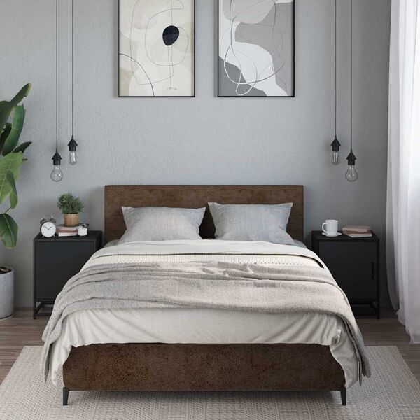 vidaXL Mesas de cabeceira 2 unidades 40x31x50 cm madeira e metal preto