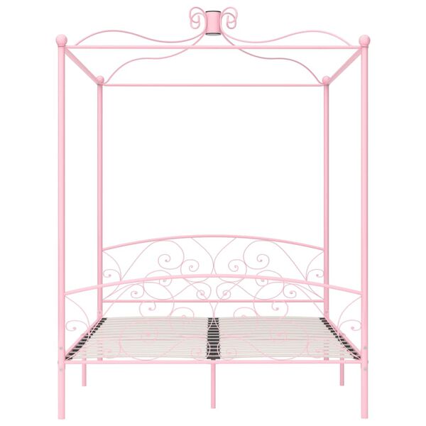vidaXL Estrutura de cama com dossel 160x200 cm metal rosa