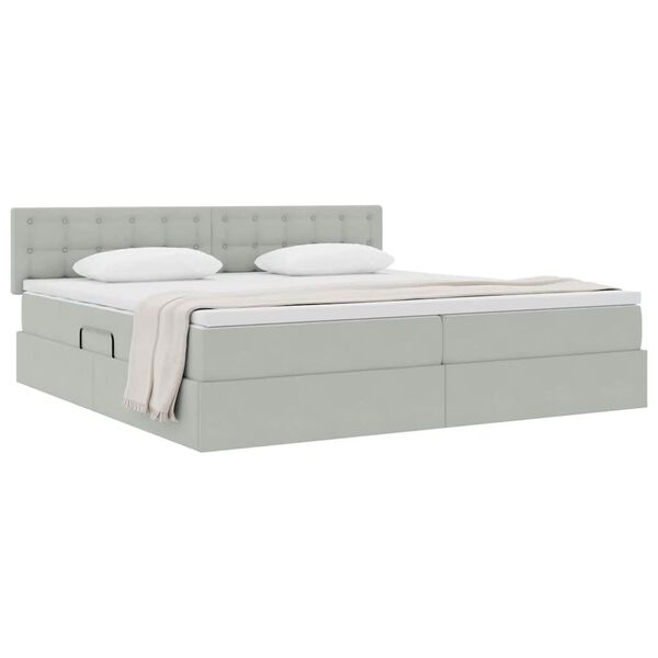 vidaXL Cama com Armazenamento Cinzento-claro 200 x 200 cm Veludo