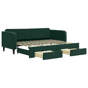 vidaXL Sof&aacute;-cama c/ gavet&atilde;o e gavetas 90x200 cm veludo verde-escuro