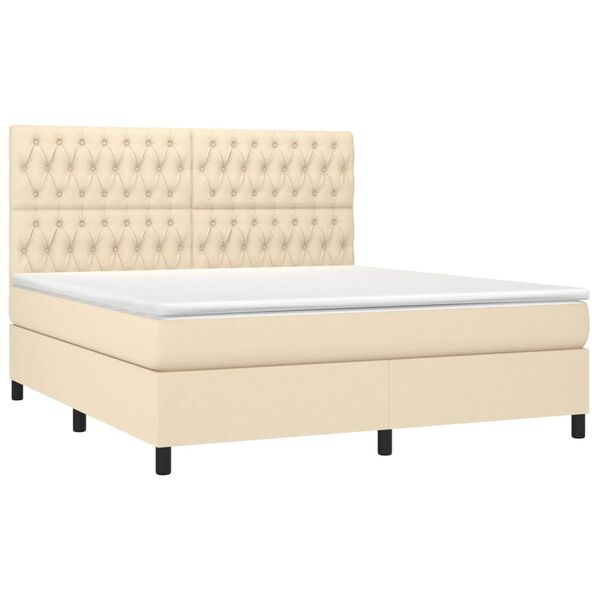 vidaXL Cama com molas/colch&atilde;o 180x200 cm tecido cor creme