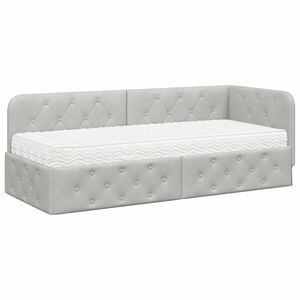 vidaXL Estrutura de Cama de Canto Cinzento-claro 80 x 200 cm Veludo