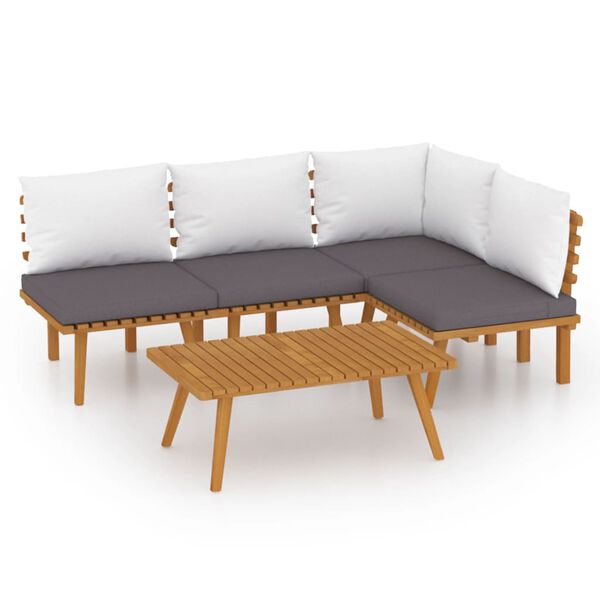 vidaXL 5 pcs conjunto lounge de jardim com almofadões acácia maciça