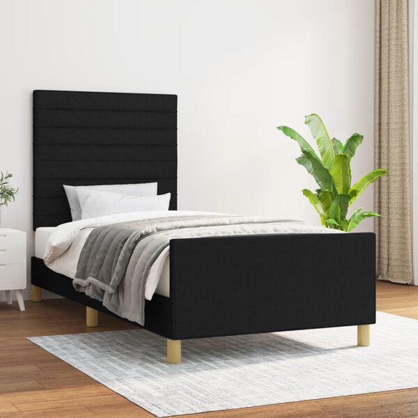 vidaXL Estrutura de cama sem colch&atilde;o 90x200 cm tecido preto