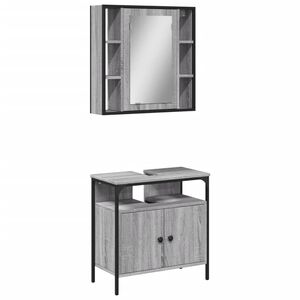 vidaXL 2 pcs conjunto m&oacute;veis WC derivados de madeira sonoma cinza