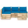 vidaXL 5 pcs conj. lounge jardim c/ almofad&otilde;es madeira impreg. verde