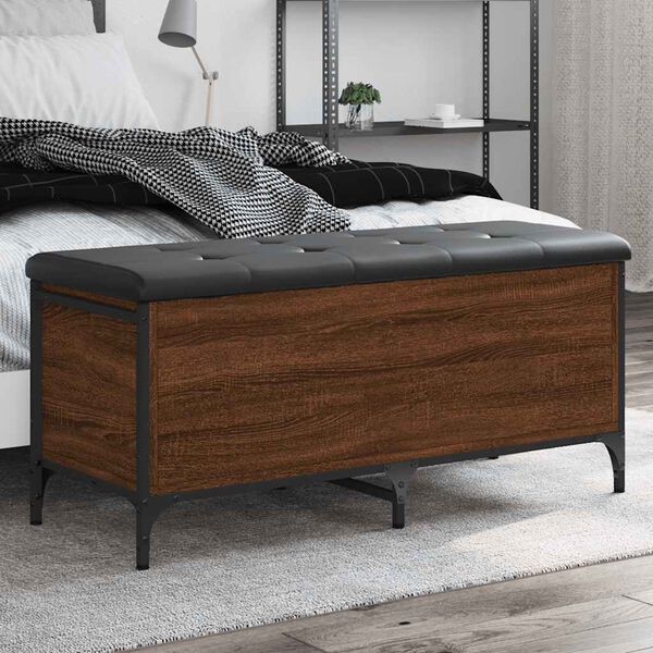 vidaXL Banco arruma&ccedil;&atilde;o 102x42x45cm derivados madeira carvalho castanho