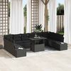 vidaXL Conjunto de Sofá de Jardim 11 pcs Preto Rattan Sintético