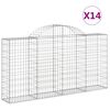 vidaXL Cestos gabi&atilde;o arqueados 14 pcs 200x30x100/120 ferro galvanizado