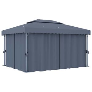 vidaXL Gazebo com cortina 4x3 m alum&iacute;nio antracite