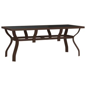 vidaXL Mesa de jardim 180x80x70 cm a&ccedil;o e vidro castanho/preto