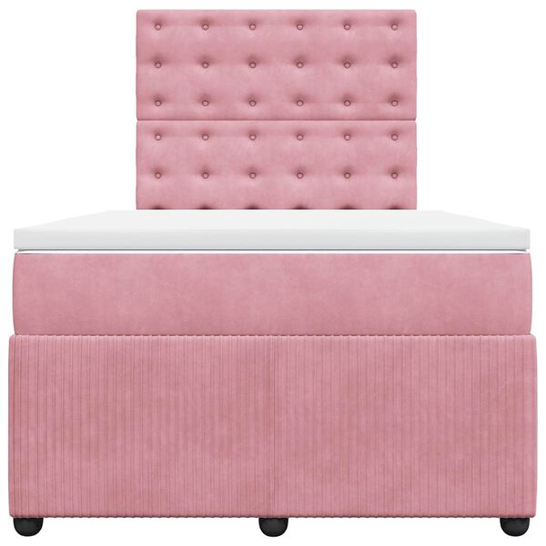 vidaXL Cama boxspring com colch&atilde;o 120x200 cm veludo rosa