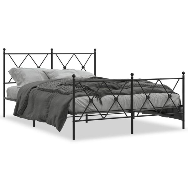 vidaXL Estrutura de cama com cabeceira e p&eacute;s 140x190 cm metal preto