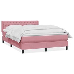 vidaXL Cama box spring com colch&atilde;o 160x210 cm veludo rosa