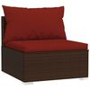 vidaXL 4 pcs conjunto lounge jardim c/ almofad&otilde;es vime PE castanho