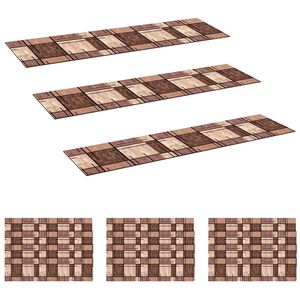 vidaXL Tapetes para escadas 15 unid. 76 x 20 cm Castanho Poli&eacute;ster