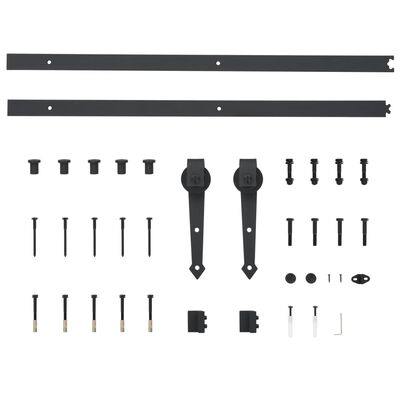 vidaXL Kit de ferragens para porta deslizante 183 cm aço preto