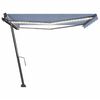 vidaXL Toldo retrátil manual com LED 400x300 cm azul e branco