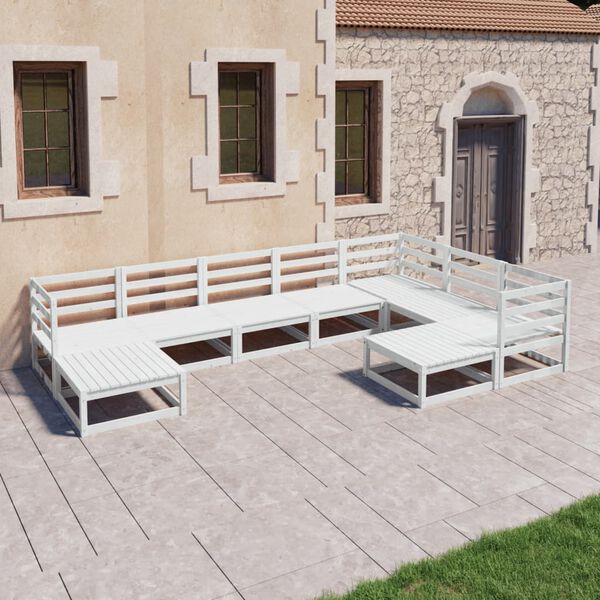 vidaXL 9 pcs conjunto lounge de jardim pinho s&oacute;lido branco