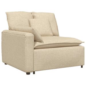 vidaXL M&oacute;dulo de extremidade de apoio de bra&ccedil;o para sof&aacute; modular com almofadas, cor creme, 100 cm