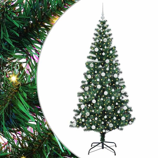 vidaXL &Aacute;rvore de Natal Artificial Pr&eacute;-iluminada Verde 210 cm