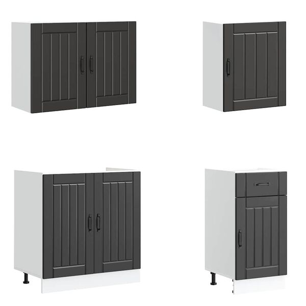 vidaXL 7 pe&ccedil;as arm&aacute;rio de cozinha conjunto Lucca preto